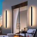 Mikeru 2Pack 47inch Outdoor Wall Light Fixtures, 3000/4500/6000K 3 Color Modern Black Linear Wall Lights Front Porch Light Wall Mounted Led Lighting for Basement, Shop,Garage Non-Dimmable, 47.2inch