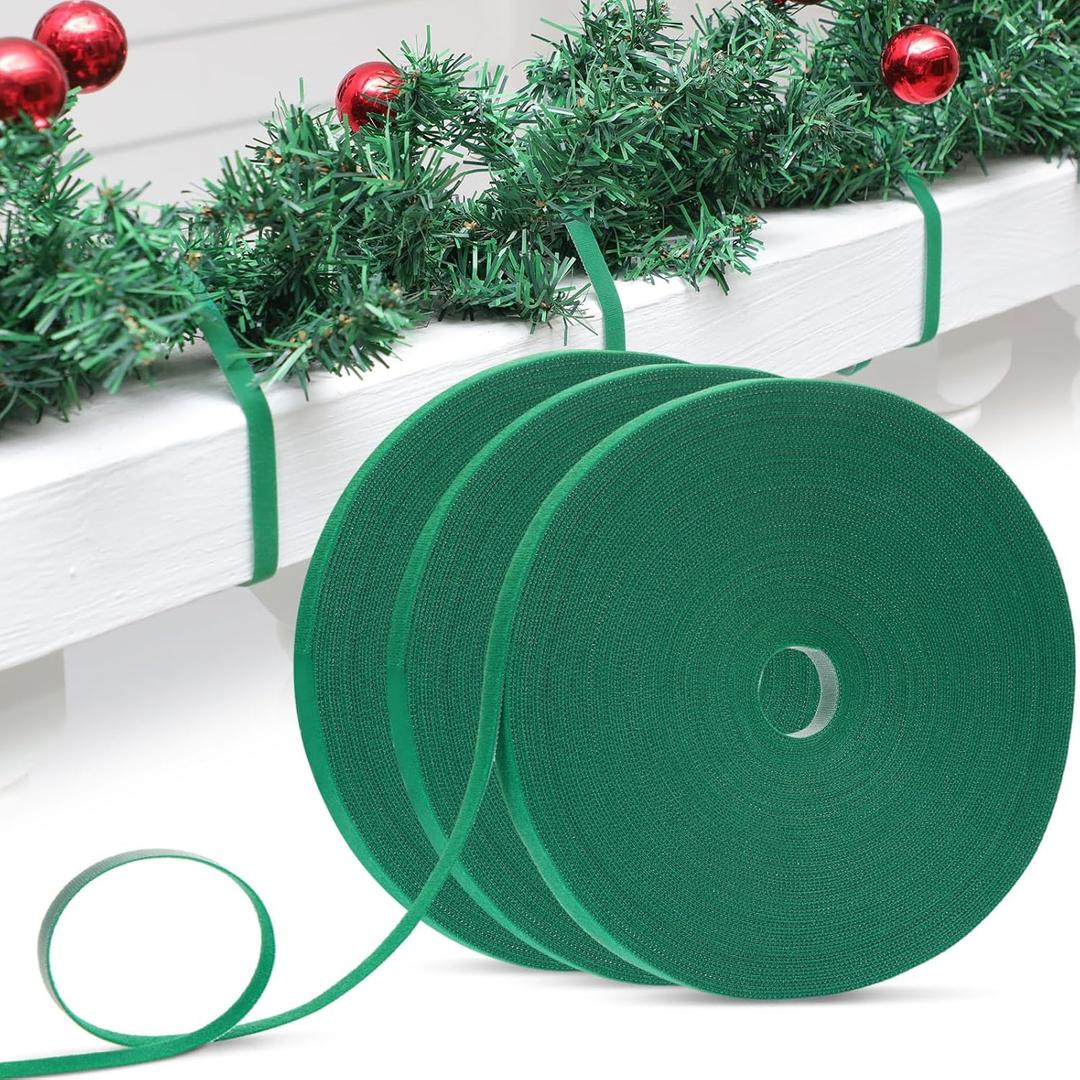 Zhengmy 3 Roll Christmas Garland Ties Decorative Holiday Garland Ties Cuttable Cable Straps for Christmas Halloween Party Yard Wall Doorway Outdoor Decoration (Green)