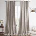 Hokibero Brownish Grey Linen Blackout Curtains 96 Inches Long for Bedroom Thermal Insulated Blackout Linen Drapes Rod Pocket/Back Tab Room Darkening Full Light Blocking Curtains 52x96