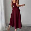 Floerns Women's Elegant Wedding Guest Dresses Bow Flare Ruffle Cocktail Party Summer Midi Dress (Brown, M)