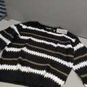 Libsorge Womens Oversized Cute Striped Sweaters for Women Fall Winter 2025 Trendy Outfits Ladies Dressy Casual Chunky Knit Cozy Color Block Crew Neck Long Sleeve Sweater Pullover Jumper Top Black S