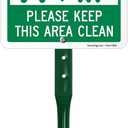 SmartSign 'Pet Waste Transmits Disease, Leash-Curb/Clean Up After Dog Keep Area Clean' Yard Sign - 7" x 10" Sign with Stake, 40 mil Aluminum Sign, 21-inch Tall Sign/Stake Kit, Green/White, USA-Made