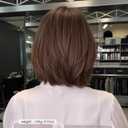 Heat Resistant Human Hair Wigs Short Straight Bob Brown Hair with Curtain Bangs Lightweight Natural Look for Women Daily Wear (Brown,12inch)
