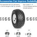 13x5.00-6 nhs Lawn Mower Tire and Wheels Tubeless with 3/4" 5/8" Bearings, 13x5x6 Zero Turn Mower Front Tires for Commercial Grade Lawn 3"-4" Adjustable Centered Hub, 2PCS