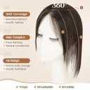 Hairro Human Hair Toppers For Women Wispy Thin Short Wiglet Hairpieces Natural No Bang Middle Part Side Bangs Hair Clip 12 Inches 19g #02 Dark Brown