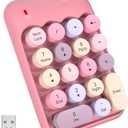 MOFII Wireless Number Pads - Pink Numeric Keypad 18 Keys USB 2.4G Round Keycap Colorful Extensions Keypads, Financial Accounting Portable Numpad 10 Key for Laptop/PC/Notebook/Surface Pro (Colorful Pink)