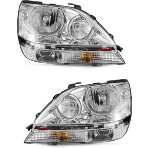 for 1999-2003 Lexus Rx300 Headlights Chrome Pair | OE 81150-48031, Halogen, W/O bulbs, IP67, Plug & Play,