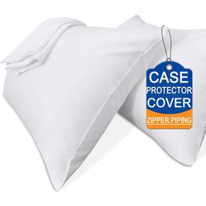 Precoco Pillow Cases King Size-100% Cotton Pillowcase Covers with Zipper Hidden, Breathable & Ultra Soft/ Pillow Covers for Easy Care, 2 Pack/ White