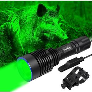UC20 Green Hunting Light Flashlight kit,1586 Yards Green LED Weapon Light, 2000 High Lumens, Picatinny Mount, Pressure Switch, Long Distance Night Hunting Gifts for Men