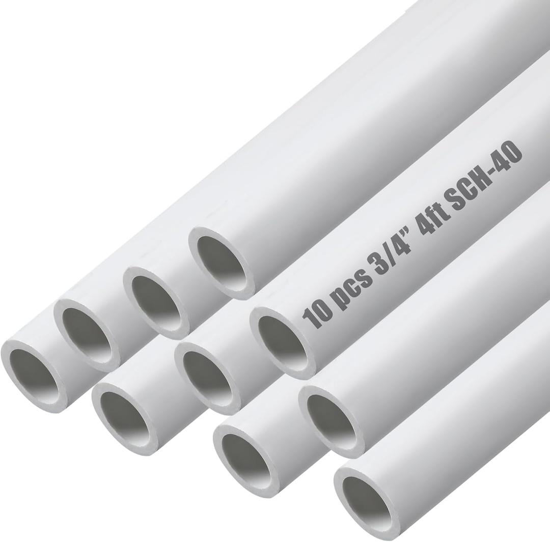 Sasylvia 10 Pcs White PVC Pipe DIY Projects Sch40 Furniture Grade for Home, Greenhouse, Garden, Farm, Workshop (3/4 Inch,4 Ft)
