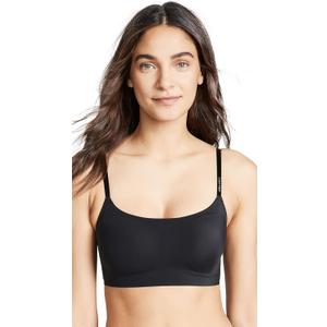 Calvin Klein Women's Invisibles Comfort Seamless Adjustable Skinny Strap Bralette Bra, Size M (Black)