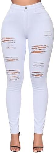 LONGBIDA Skinny Ripped Jeans for Women High Waisted Stretch Butt Lifting Jeans Slim Fit Distressed Denim Pants Jeggings Jeans Large