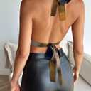 QJQ Women's Sexy Backless Open Back Tops Halter Deep V Neck Sleeveless Vest Tank Tops Going Out Party Clubwear (XS)