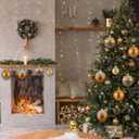 12 Pcs Gold Glass Christmas Ornament 4 Inch 2.36 Inch Matte Vintage Neutral Metallic Brown Christmas Copper Ornament Xmas Tree Ball Decoration Textured Glass Ball with Loop for Xmas Decor Party Supply