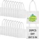 OKBA 20 Pcs 8X7.5 Inch Sublimation mini tote bags,Blank Canvas Tote Bags Reusable Grocery Bags, small bags for kids DIY