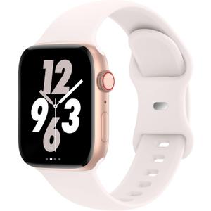 Sport Band Compatible with Apple Watch 38mm 40mm 41mm 42mm 44mm 45mm 46mm 49mm, Replacement Soft Silicone Strap Wristbands for iWatch Series 11/10/9/8/7/6/5/4/3/2/1 Ultra SE Women Men, Light Blush
