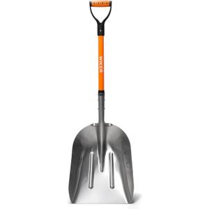 WIKER Aluminum Snow Shovel for Driveway, 45-Inch Large Capacity Blade, 3.5lbs Lightweight with Fiberglass D-Grip Handle, Heavy Duty Metal Snow Removal Tool for Home and Garden