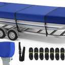 RVMasking Jon Boat Cover with Motor Cover, 1400D Heavy Duty Front Reinforced, Marine Grade Waterproof UV Resistant Jon Boat Cover for Length: 12'-14', Beam Width up to 70", Blue