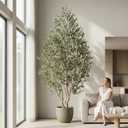 7ft Faux Olive Tree - Large Artificial Olive Tree with Realistic 1513 Leaves and 122 Olives - Lush and Elegant Fake Olive Tree with for Indoor Outdoor Office Living Room Decor