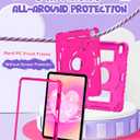 OKP Case for iPad A16 11th Generation 11 inch 2025/ 10th Generation 10.9 inch 2022, Shockproof Rugged Heavy Duty 11/10 th Gen i Pad Protective Cover with Pencil Holder/Kickstand, Hot Pink
