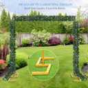 8.2FT Square Wedding Arch Backdrop Stand,Balloon Arch Stand, Metal Gold Backdrop Adjustable Stand Heavy Duty, Extra 2 Clamps Change Over The Table Rod Stand for Party Decoration,Garden Trellis Frame