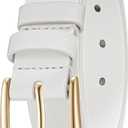 Huyfhksd Women's Belt Fashion Multicolored Waist Leather Belts for Jeans Pants with Pin Buckle, for Waist Size 37"-41", Gold Buckle White