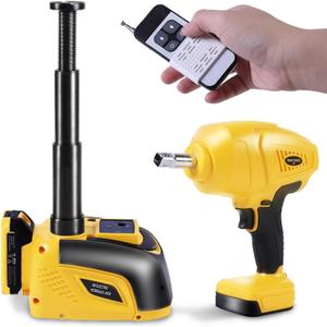 STANDTALL Electric Car Jack Kit Hydraulic Cordless Remote Control 5 Ton 18V with Impact Wrench Automatic Small Portable Tire Change Kit Emergency Repair Tire Tools for SUV Sedans Vehicle MPV
