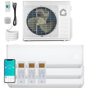 GarveeHome 28000 BTU 3 Zone Mini Split AC/Heating System, Wifi Enabled 20 SEER2 208-230V 3 Zone 9000 + 9000 + 12000 BTU Ductless Split Unit AC w/Pre-Charged Condenser,Heat Pump,No Include Copper Tube
