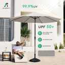 JEAREY 9FT Outdoor Patio Umbrella, Market Umbrella, Fog Gray