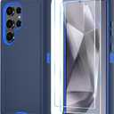 ONOLA Compatible with Samsung Galaxy S24 Ultra Case with HD Screen Protector, Heavy Duty Shockproof & Dropproof 3-Layer Cover Phone Case,DarkBlue