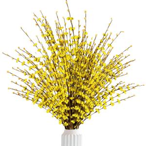 Sggvecsy 10 Pcs 29.5 Long Artificial Jasmine Flowers Tall Fake Flower Bouquet Faux Jasmine Plants Dry Branches for Wedding Home Party Office Hotel Restaurant Kitchen DecorationYellow