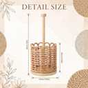 1 Pcs Natural Woven Rattan Paper Towel Holder 13.4 Inch Countertop Dispenser with Rattan Weaving Cage and Solid Wood Base, Rustic Farmhouse Kitchen Decor for Napkins and Roll Towels