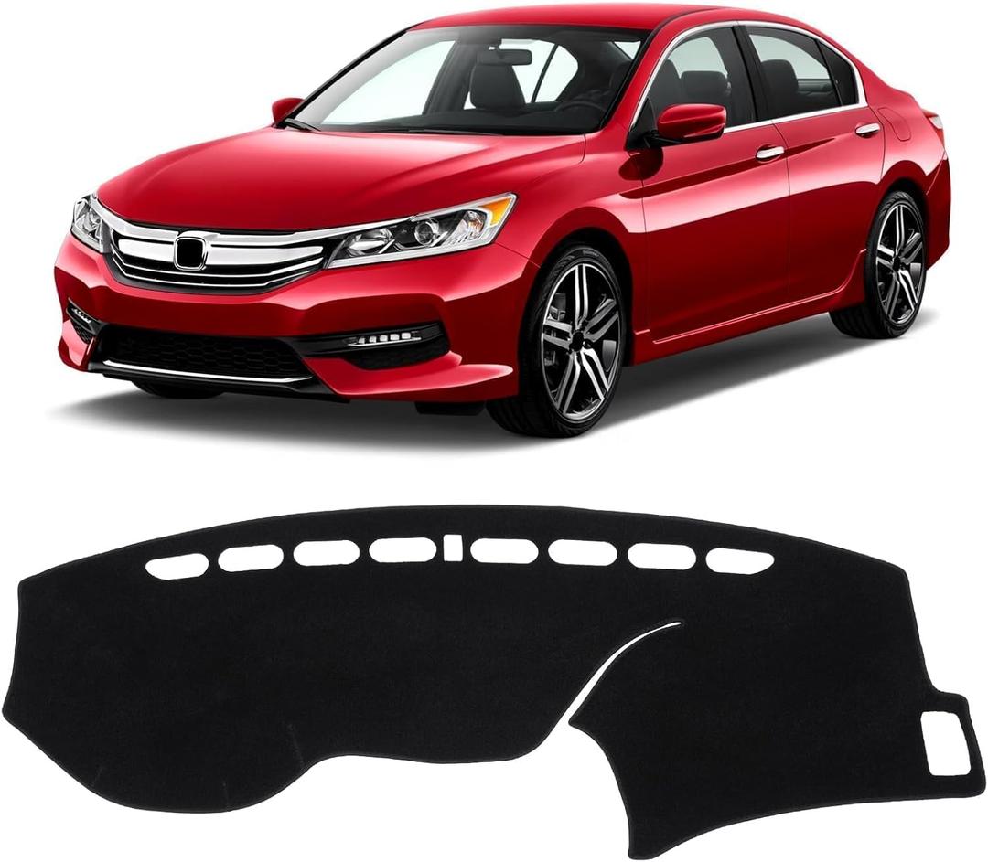 KUST Car Dash Cover for Honda Accord 2013 2014 2015 2016 2017 (LX, Sport, EX, EX-L, & Touring) Polyester Non-Slip Center Console Dash Cover Interior Accessories for Honda Accord No Glare Black