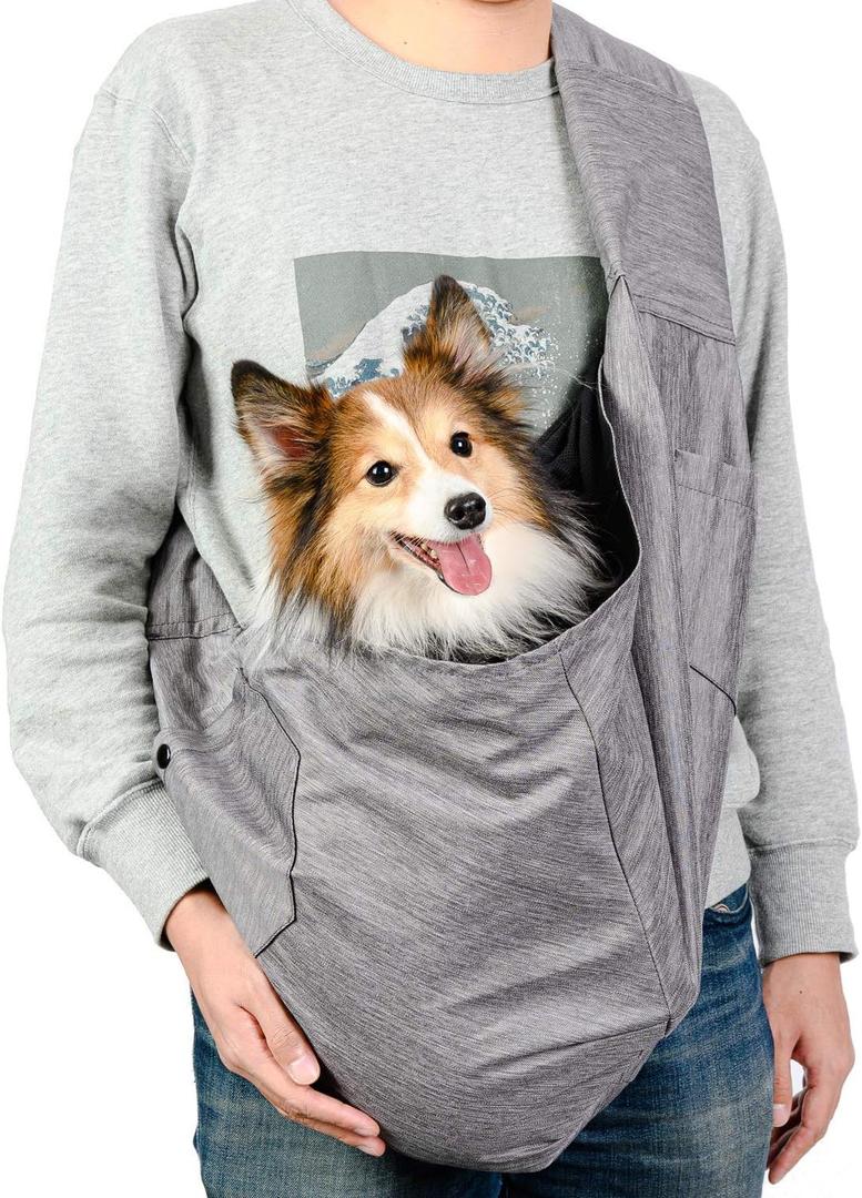 ARELLA Dog Sling Carrier for Small and Medium Dogs 10-17 lbs with Comfortable Adjustable Padded Shoulder Breathable Mesh for Travel Hands Free Daily Walk Outdoor Activities PDS08G