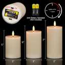 DRomance Battery Operated Flameless Candles with 6 Hour Timer 3 Pack Real Wax Vertical Stripe 3D Wick Flickering LED Pillar Candles Dinner Wedding Christmas Holiday Decor(Beige, 3" D x 5", 6", 7" H)