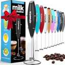 PowerLix Powerful Handheld Milk Frother With Stand Battery Operated Foam Maker Frother Wand For Coffee (A Black) (A Black)