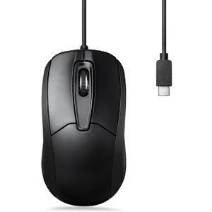 Perixx PERIMICE-209C USB Type C Wired Optical Mouse - 5.9 Ft Cable - 1000 DPI - Black, (11994)