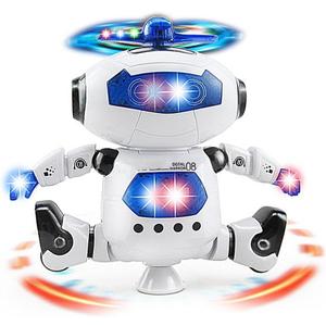 Musical Walking Dancing Robot Toy for Kids, Flashing Lights, 360 Body Spinning, Toddlers Bosys Girls Fun Figure Toy
