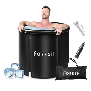 Foresh 105gal Ice Bath Cold Plunge Tub (Environmental Material Certificated) for Muscle Relax, Cold Therapy after Workout, Sports. Safe Healthy Portable Inflatable icebath Barrel. Outdoor. Travel Bag