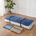 Zelladorra Japanese Floor Mattress, Futon Mattress with Portable Storage Bag and Washable Cover, Roll Up Thick Tatami Mat Suitable for Camping, Guest Room (Coastal Gradient, Twin)