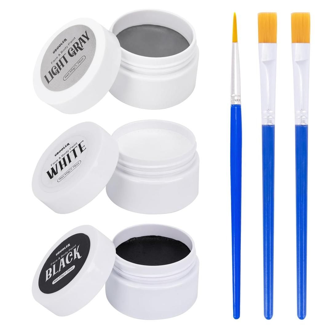 Face Body Paint Set-Black + White + Grey