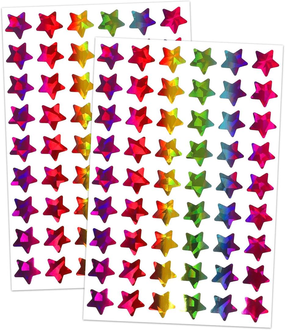 Lrogoe 1620 Holographic Rainbow Small Star Stickers for Kids Reward, Behavior Chart, Student Planner and School Classroom Teacher Supplies, 0.6" Diameter (Multicolor)