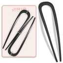 2PCS 4.2Inch French Hair Pins U-Shaped Pins for Women and Girls Fashion Metal Hair Pin French Twist Hair Pins for Buns, Updos, Stylish and Functional(set1-black)