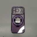 LXK Magnetic Stand for iPhone 17 Pro Case, [Compatible with Magsafe][Built-in Camera Lens Protector] Glitter Bling Card & Soft TPU Diamonds Bumper Protection Cover for Women Girls 6.3" Purple