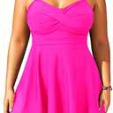 Aqua Eve Plus Size Two Piece Swimsuits for Women Tankini Bathing Suits Flowy Swim Dress with Shorts (Hot Pink, 22W)