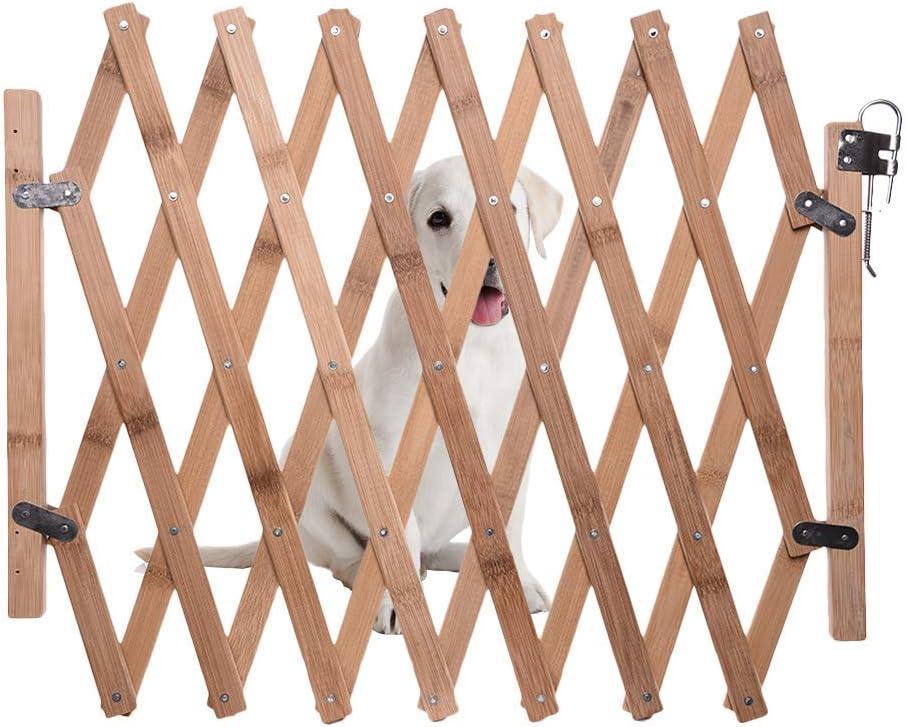 Wooden Dog Gate Foldable Indoor Door Barrier Pet Safety Gate for Small Medium Large Dogs L (Height 82cm) 2 Pack
