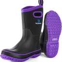 Trudave Rubber Boots for Women, Mid Calf Rain Boots, Womens Waterproof Boots, Neoprene Insulated Outdoor Work Mud Boots for Hunting Farming Gardening Fishing, Size: 8 (Purple)