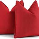 ZWJD Red Pillow Covers 18x18 Set of 2 Chenille Throw Red Pillows Cushion Covers with Elegant Design Soft and Luxurious Decorative Pillows for Couch, Bed, and Home Decor