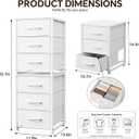 2-Pack Stackable 3-Tier Storage Drawers (6 Drawers Total), Small Dresser for Closet, Narrow Fabric Dresser with Wooden Top & Metal Frame, Freestanding Closet Organizer Tower for Bedroom, Living Room