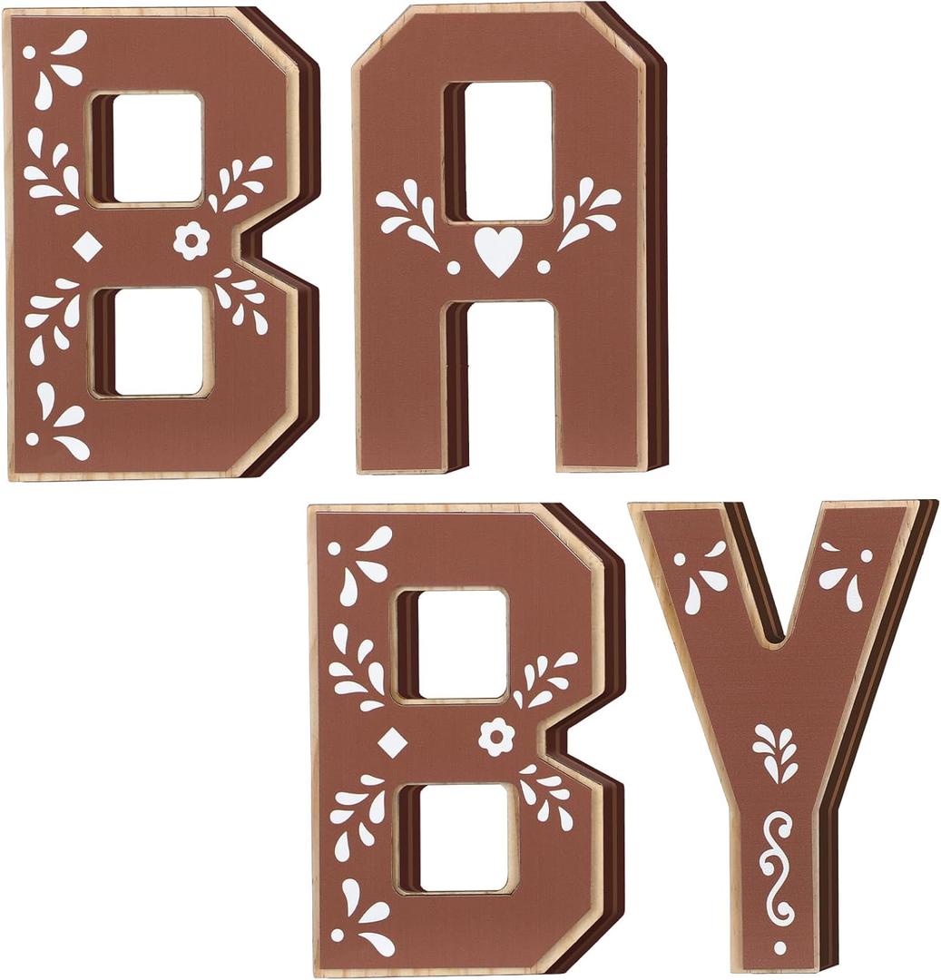 Threehoney 4 Pcs Cielito Lindo Baby Shower Decorations Wooden 3D Mexican Baby Letters Cielito Lindo Party Decoration for Gender Reveal Birthday Fiesta Party